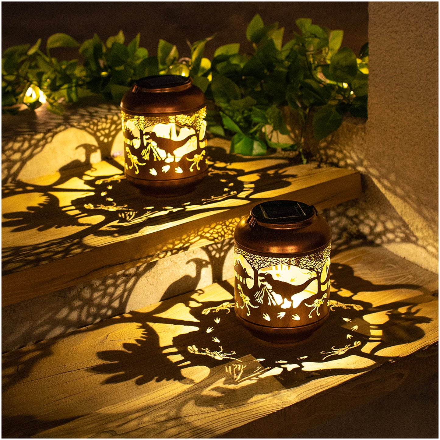 Dinosaur Solar Lanterns Outdoor Waterproof,Hanging Solar Lights Dinosaur Gifts for Women Men Metal LED Decorative Light for Yard,Patio,Lawn,Tabletop,Pathway,Landscape,Garden Decor