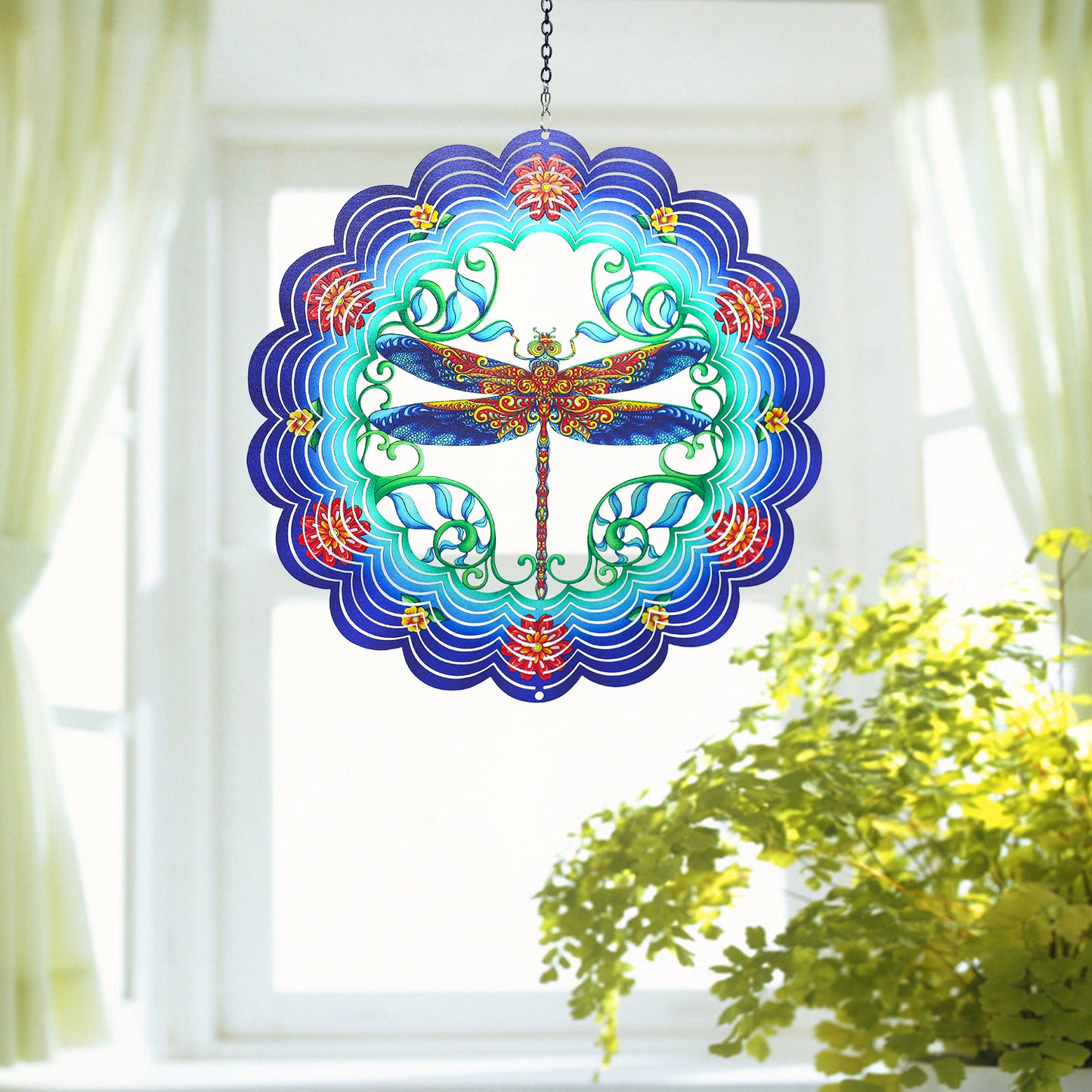 Dragonfly Wind Spinners Dragonfly Gifts for Women/Men 12 inch 3D Stainless Steel Hanging Wind Spinner Metal Wind Catchers Kinetic Sculpture for Indoor/Outdoor Decor, Yard Art, Garden Decorations