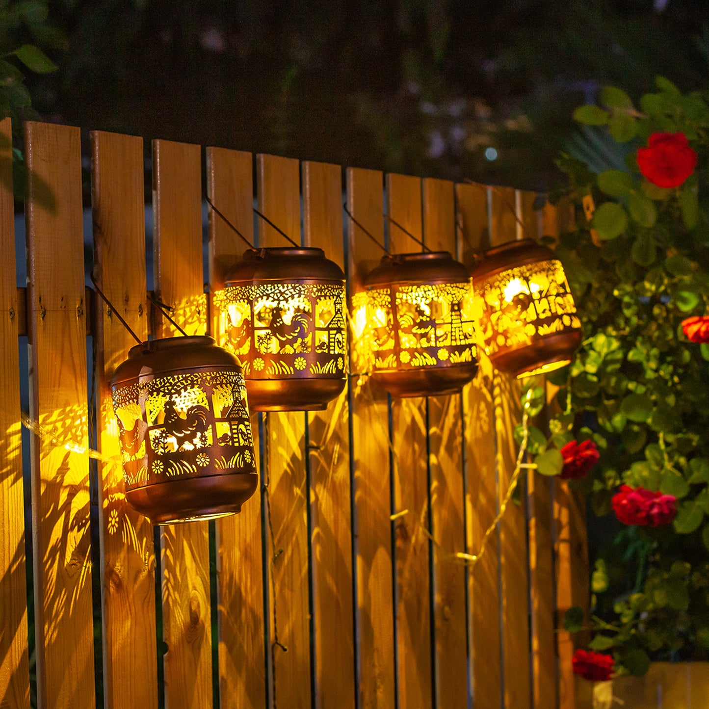 2 Pack Chicken Solar Lanterns Outdoor Waterproof,Hanging Solar Lights Chicken Gifts for Women Men Metal LED Decorative Light for Yard,Patio,Lawn,Tabletop,Pathway,Landscape,Garden Decor