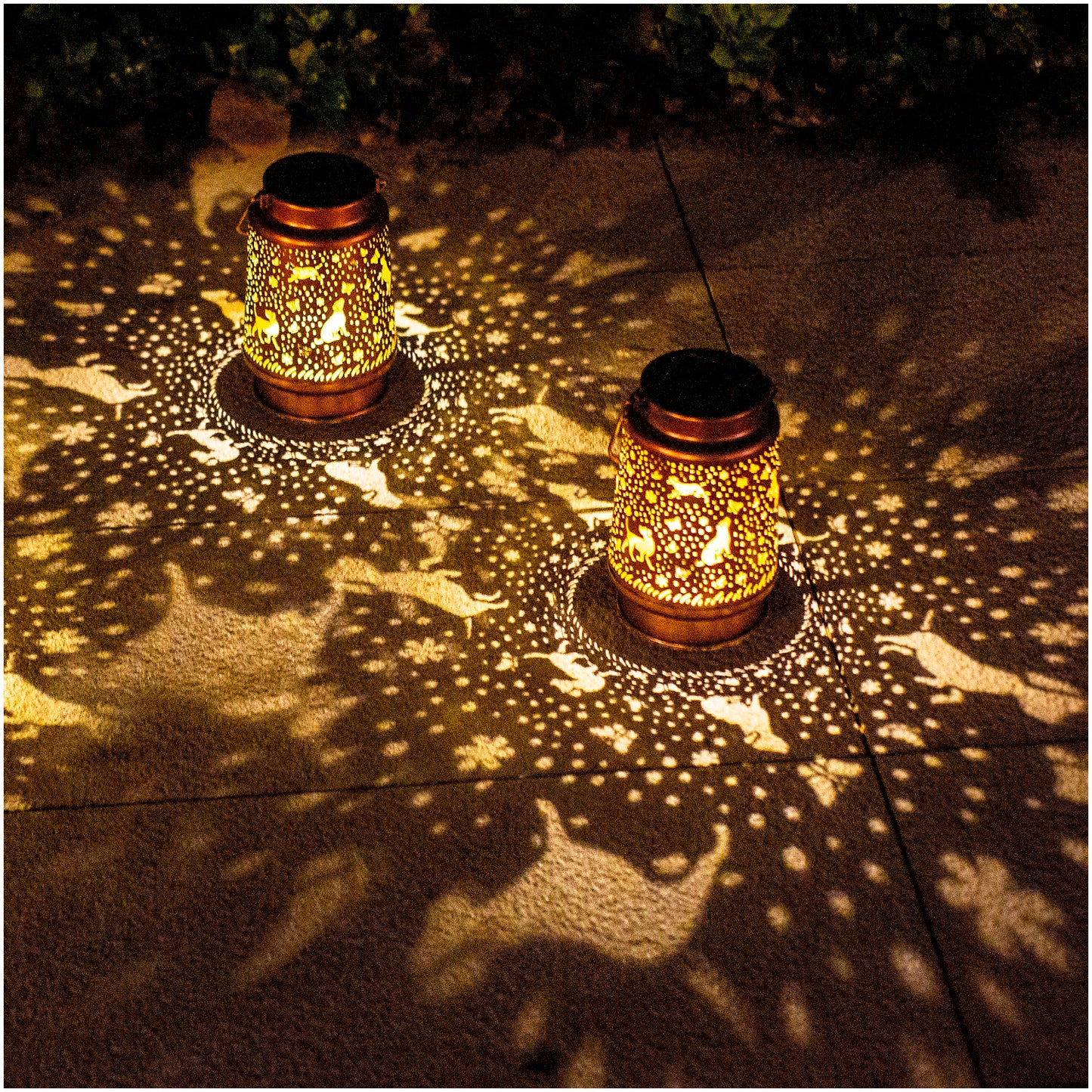 2 Pack Dog Outdoor Solar Hanging Lanterns Waterproof LED Solar Lights Metal Decorative Lanterns for Garden, Patio, Courtyard, Backyard, Yard Decor Unique Dog Gifts for Women Gardening