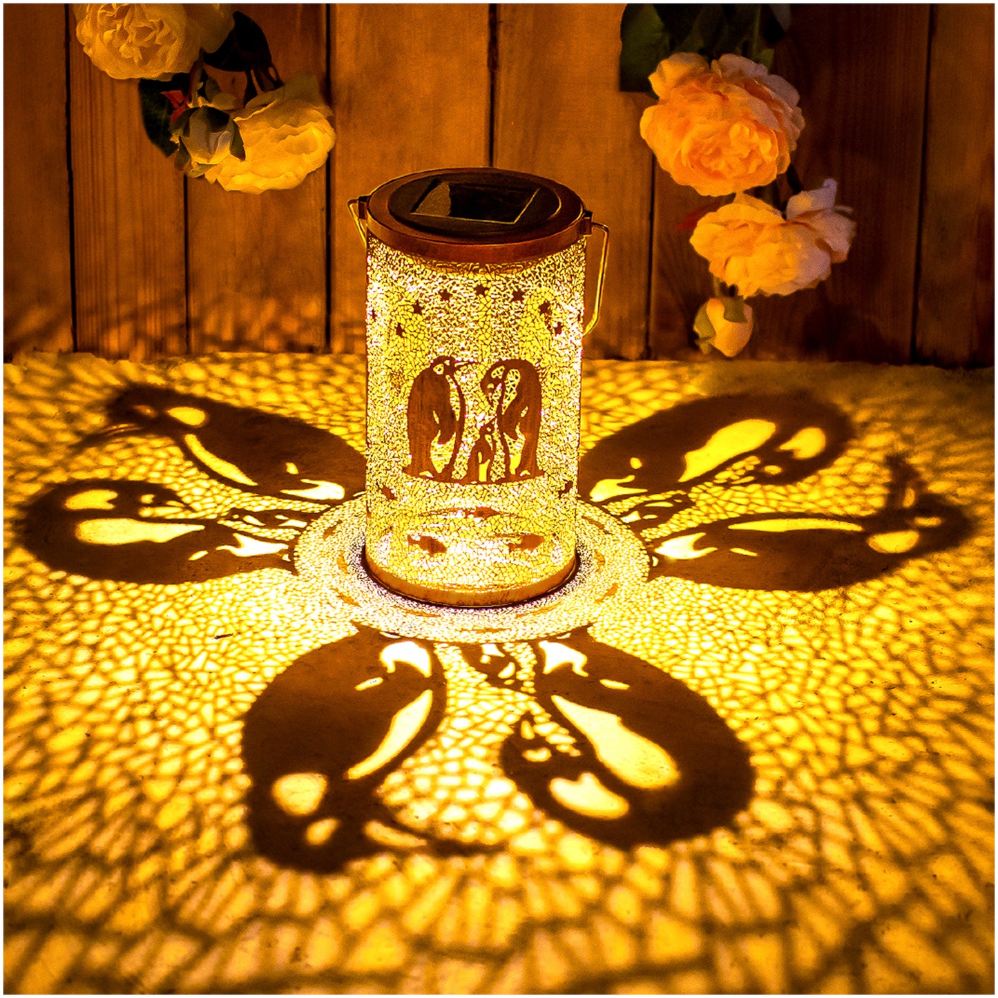 Penguin Solar Lanterns Outdoor Waterproof Hanging Solar Lights Penguin Gifts for Women Men Metal Decorative LED penguin Lanterns for Garden Decor,Yard,Patio,Lawn,Tabletop,Pathway,Landscape