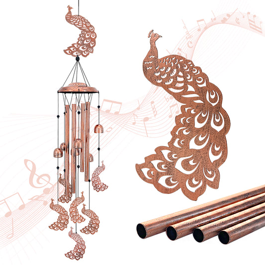 Peacock Wind Chimes for Outside,Peacock Gifts for Women/Men/Sympathy gift/Memorial Gifts/Birthday Festival Gifts Metal windchimes outdoors/Indoors,patio decor,Garden Decor,Home,Porch,Yard Decor