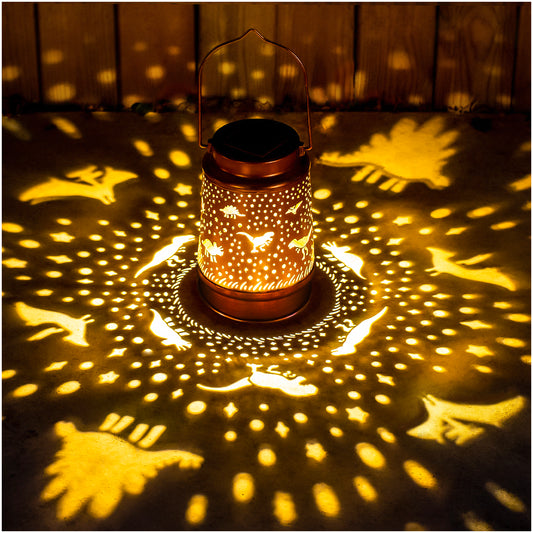 Dinosaur Solar Lanterns Outdoor Waterproof Hanging Solar Lights Dinosaur Gifts for Women Men Metal Decorative LED Dinosaur Lanterns for Garden Decor,Yard,Patio,Lawn,Tabletop,Pathway,Landscape