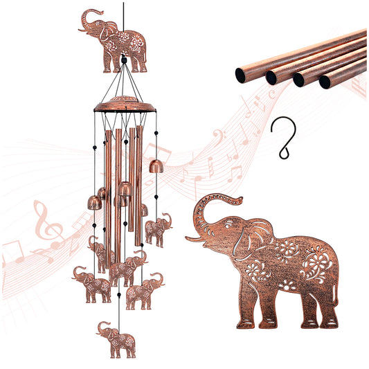 Elephant Wind Chimes Outdoor Elephant Gifts for Women/Men/Mom/Grandma/Wife Birthday Gifts Memorial Gift Metal WindChimes for Outside/Indoors, Home, Lawn, Porch, Patio, Garden Decor, Yard Decorations