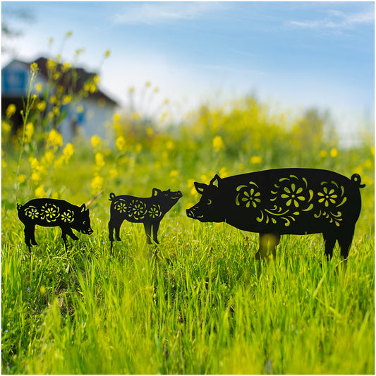 Pig Metal Garden Stakes Decorative,Pig Gifts for Women/Men/Pig Lovers Gifts,Black Pig Silhouette Statues Garden Decor for Outside,Outdoor Decor,Yard Art,Patio,Lawn Ornaments