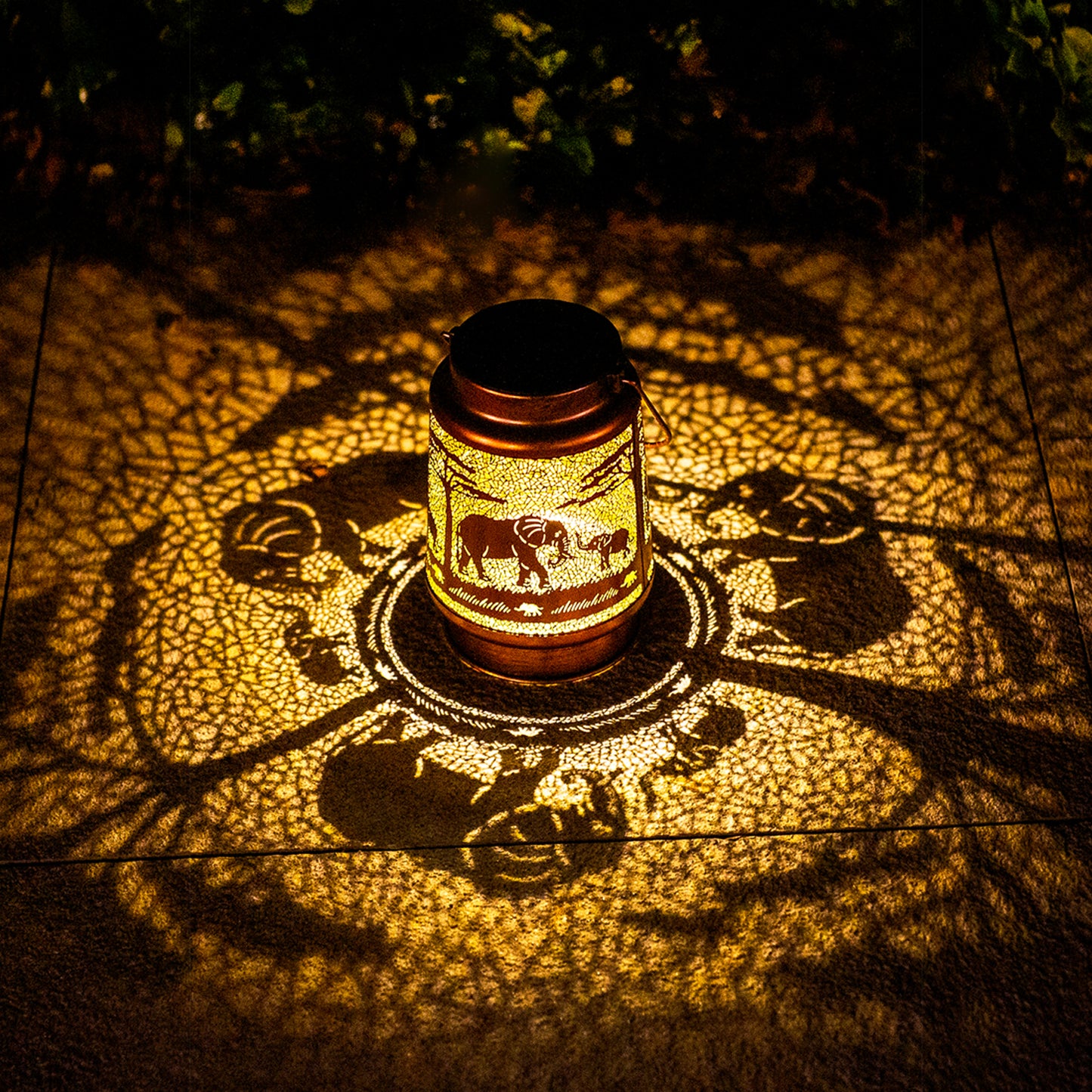 Elephant Solar Lanterns Outdoor Waterproof Hanging Solar Lights Elephant Gifts for Women Men Metal Decorative LED Lanterns for Yard, Patio, Lawn, Tabletop, Pathway, Landscape, Garden Decor