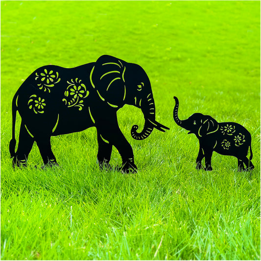 Elephant Metal Decorative Garden Stakes Elephant Gifts for Women/Men Elephant Lovers Gifts Silhouette Statues for Yard Art, Outside, Patio, Outdoor Decor, Garden Decorations, Lawn Ornaments