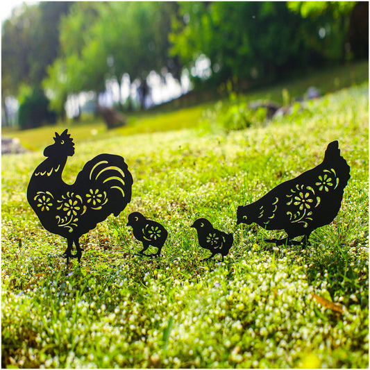 Chicken Metal Garden Stakes Decorative,Chicken Gifts for Women/Men/Chicken Lovers Gifts,Black Chicken Silhouette Statues Garden Decor for Outside,Outdoor Decor,Yard Art,Patio,Lawn Ornaments