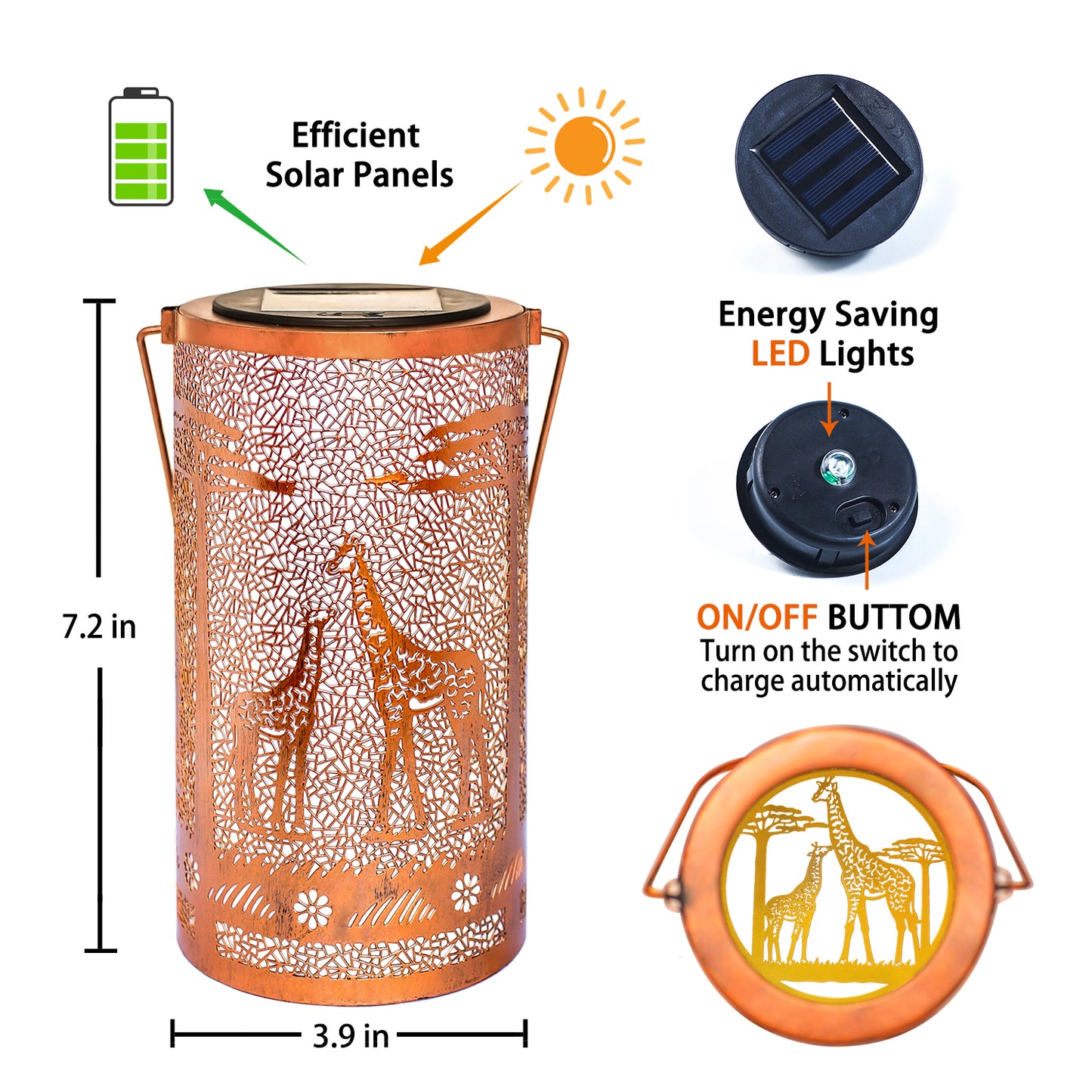 2 Pack Giraffe Solar Lanterns Outdoor Waterproof Hanging Solar Lights Giraffe Gifts for Women Men Metal Decorative LED Giraffe Lanterns for Garden Decor,Yard,Patio,Lawn,Tabletop,Pathway,Landscape