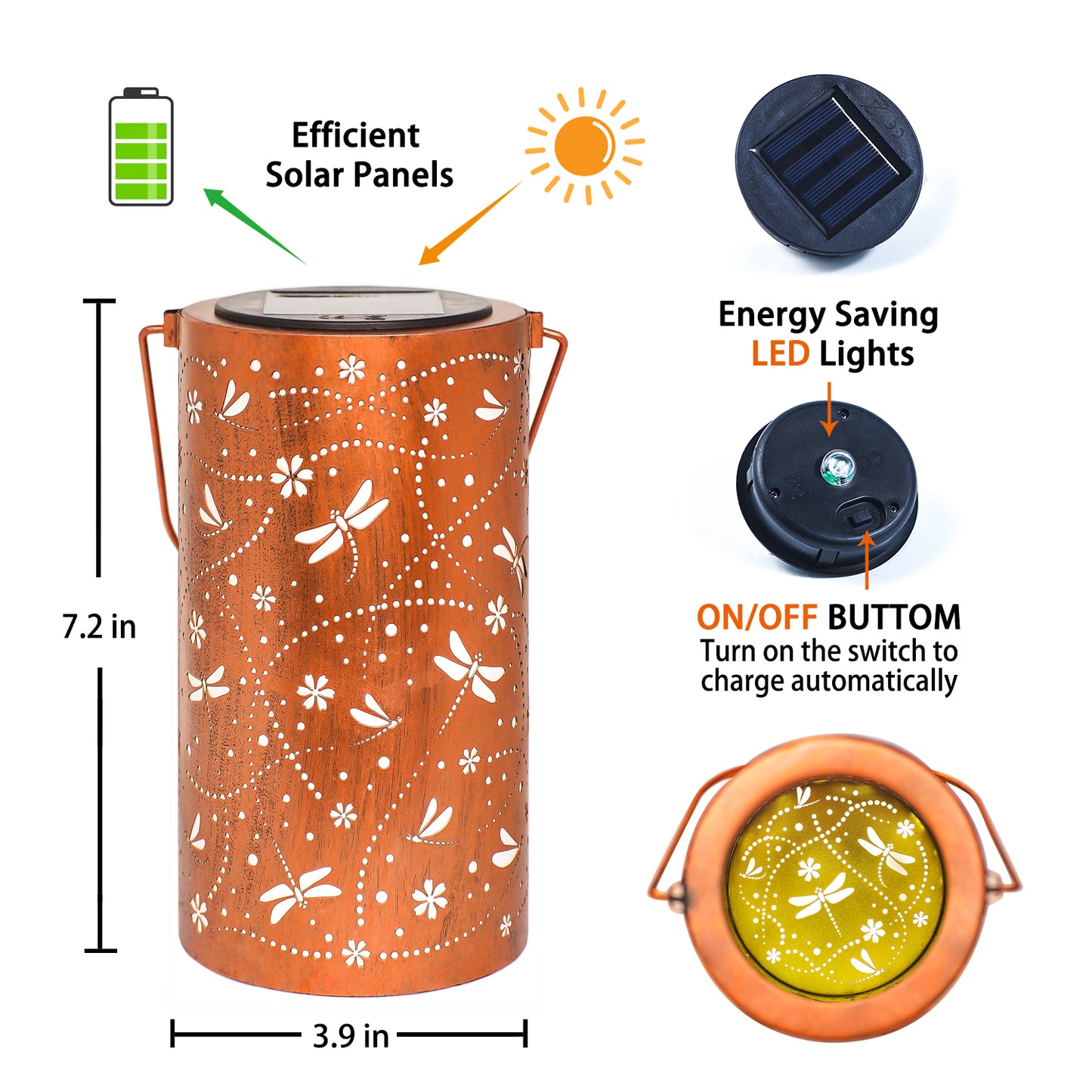 2 Pack Dragonfly Solar Lanterns Outdoor Waterproof Hanging Solar Lights Dragonfly Gifts for Women Men Metal Decorative LED Lights for Garden Decor,Yard,Patio,Lawn,Tabletop,Pathway,Landscape