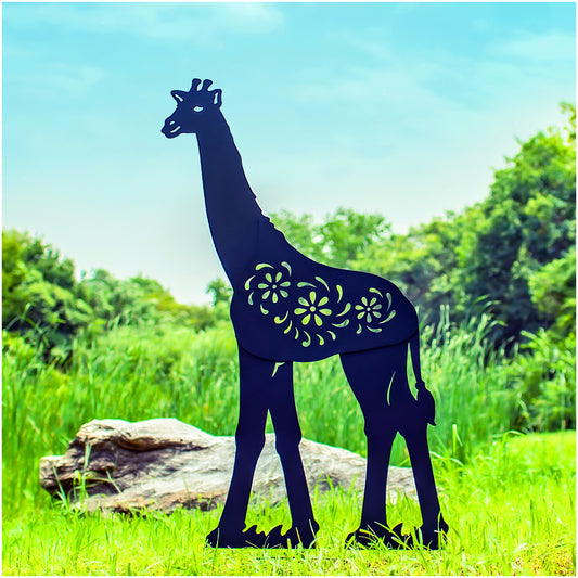 3.93ft Giraffe Outdoor Decor Giraffe Gifts for Men/Dad/Women Metal Giraffe Silhouette Statues Garden Decor for Outside,Yard Art,Forests,Yard Display,Lawn Decorations