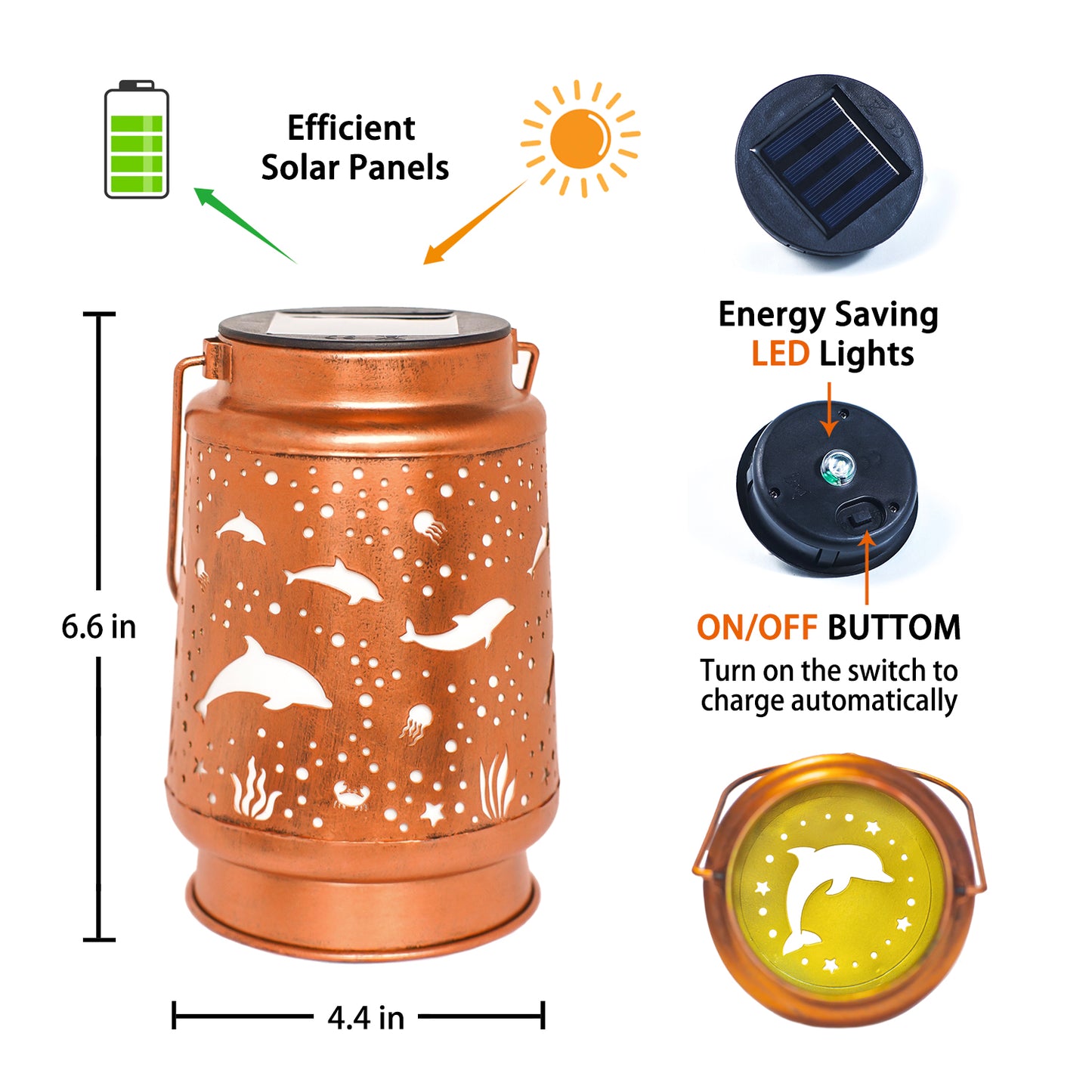 Dolphin Solar Lanterns Outdoor Waterproof Hanging Solar Lights Dolphin Gifts for Women Men Metal Decorative LED Dolphin Lanterns for Garden Decor,Yard,Patio,Lawn,Tabletop,Pathway,Landscape
