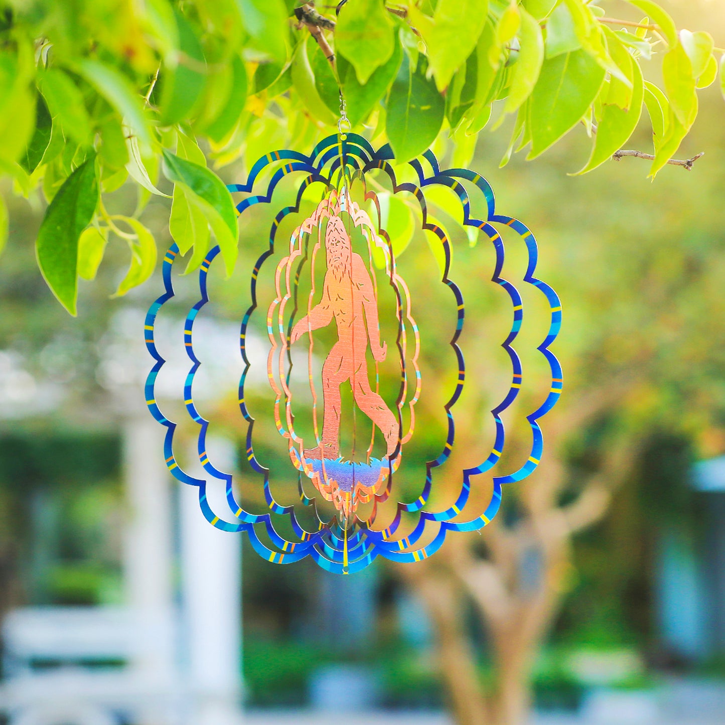 Bigfoot Wind Spinners Big Foot Sasquatch Gifts for Women/Men 12 inch 3D Stainless Steel Hanging Wind Spinner Metal Wind Catchers Kinetic Sculpture for Indoor/Outdoor Decor, Yard Art, Garden Decoration