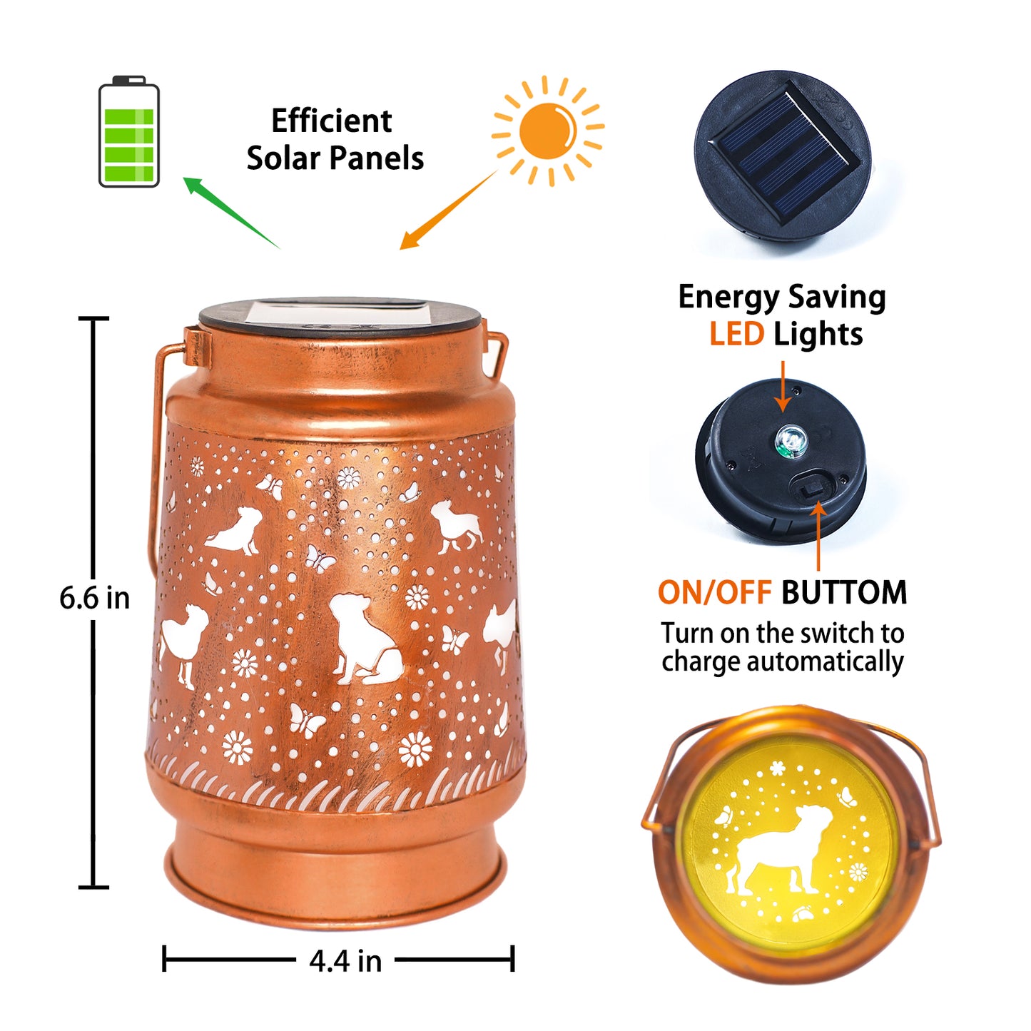 Dog Solar Lanterns Outdoor Waterproof Hanging Solar Lights Dog Gifts for Women Men Metal Decorative LED Lanterns for Garden Decor,Yard,Patio,Lawn,Tabletop,Pathway,Landscape
