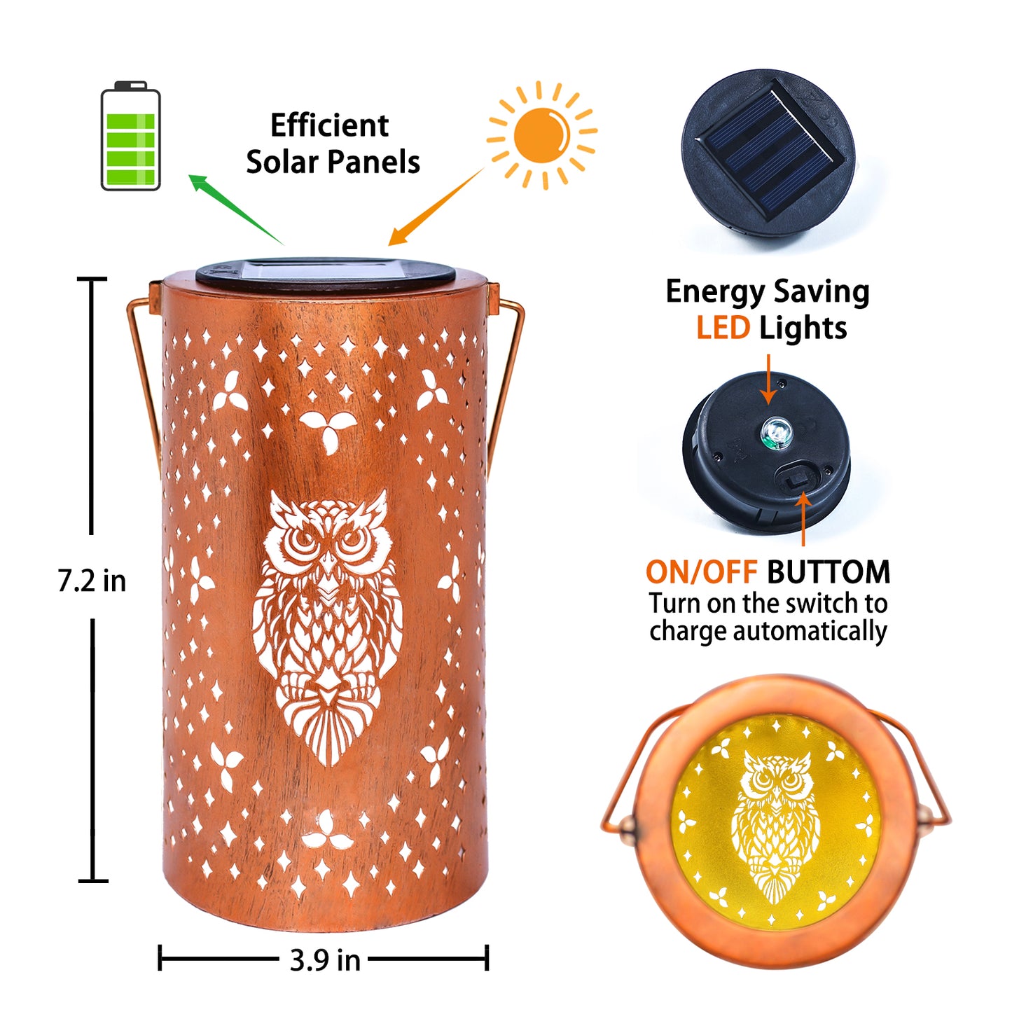 Owl Solar Lanterns Outdoor Waterproof Hanging Solar Lights Owl Gifts for Women Men Metal Decorative LED Owl Lanterns for Garden Decor,Yard,Patio,Lawn,Tabletop,Pathway,Landscape