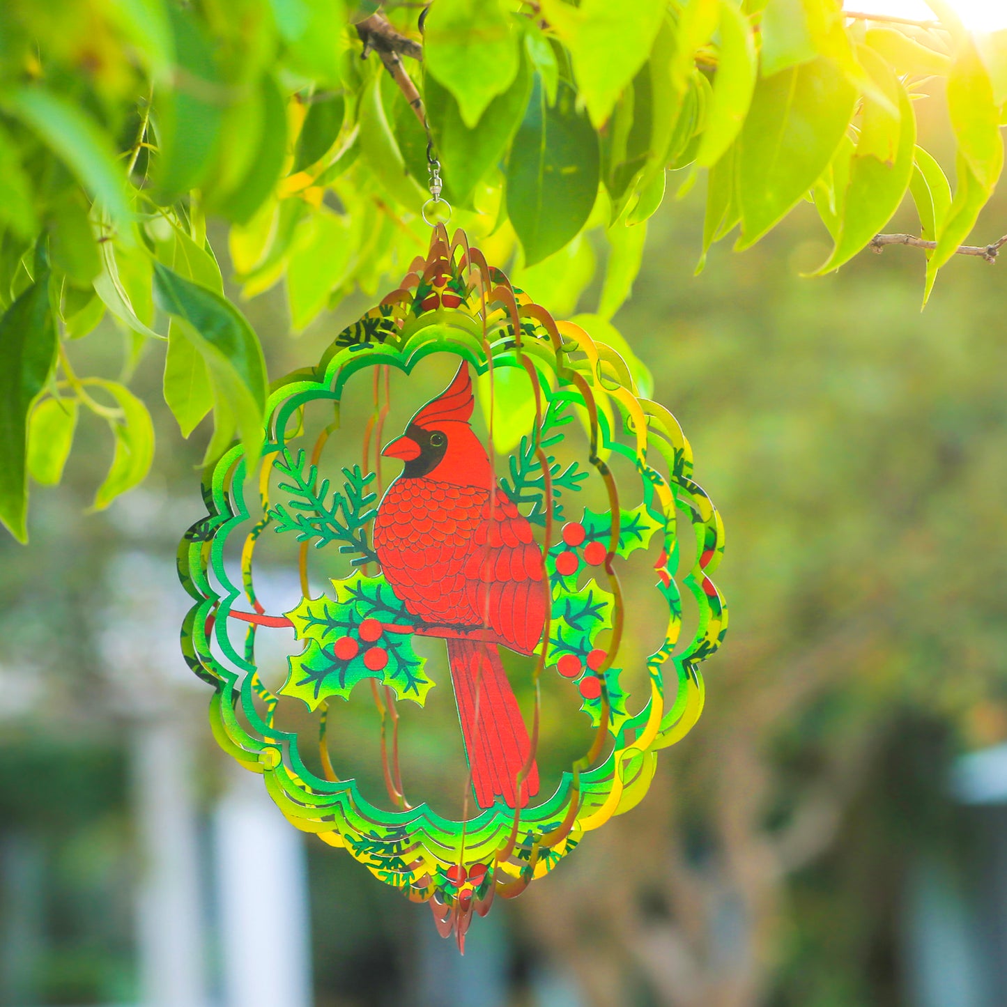 Cardinal Wind Spinners Cardinal Gifts for Women/Men 12 inch 3D Stainless Steel Hanging Wind Spinner Metal Wind Catchers Kinetic Sculpture for Indoor/Outdoor Decor, Yard Art, Garden Decorations