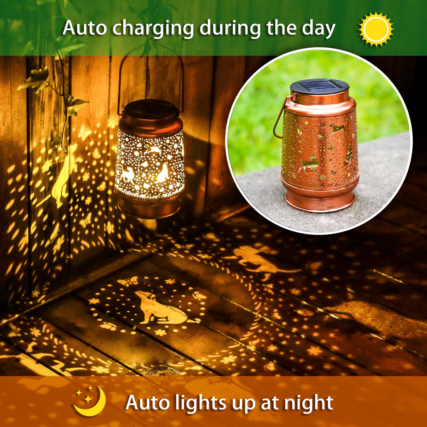 2 Pack Dog Outdoor Solar Hanging Lanterns Waterproof LED Solar Lights Metal Decorative Lanterns for Garden, Patio, Courtyard, Backyard, Yard Decor Unique Dog Gifts for Women Gardening