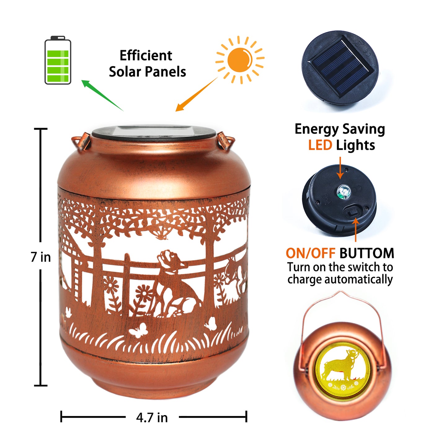 2 Pack French Bulldog Solar Lanterns Outdoor Waterproof,Hanging Solar Lights French Bulldog Gifts for Women Men Metal LED Decorative Light for Yard,Patio,Lawn,Tabletop,Pathway,Landscape,Garden Decor