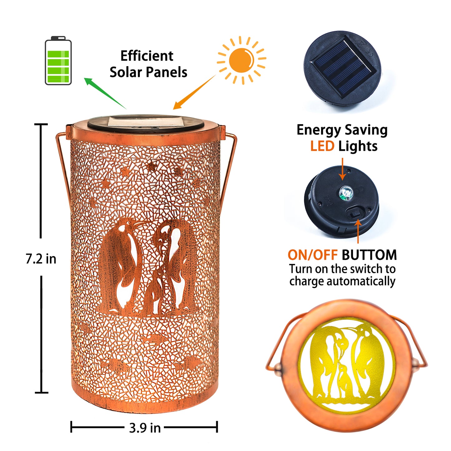 Penguin Solar Lanterns Outdoor Waterproof Hanging Solar Lights Penguin Gifts for Women Men Metal Decorative LED penguin Lanterns for Garden Decor,Yard,Patio,Lawn,Tabletop,Pathway,Landscape