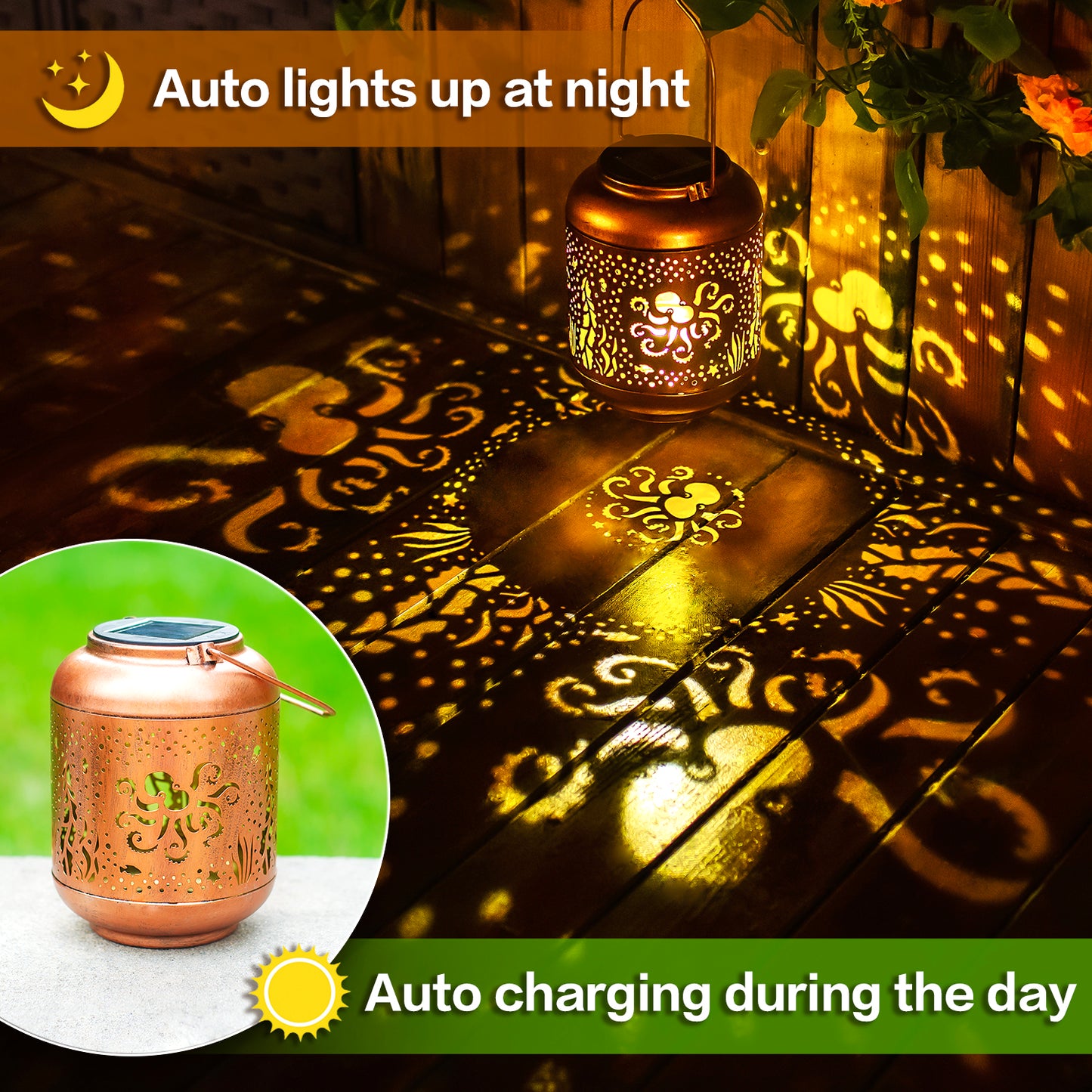 Octopus Solar Lanterns Outdoor Waterproof,Hanging Solar Lights Octopus Gifts for Women Men Metal LED Decorative Light for Yard,Patio,Lawn,Tabletop,Pathway,Landscape,Garden Decor