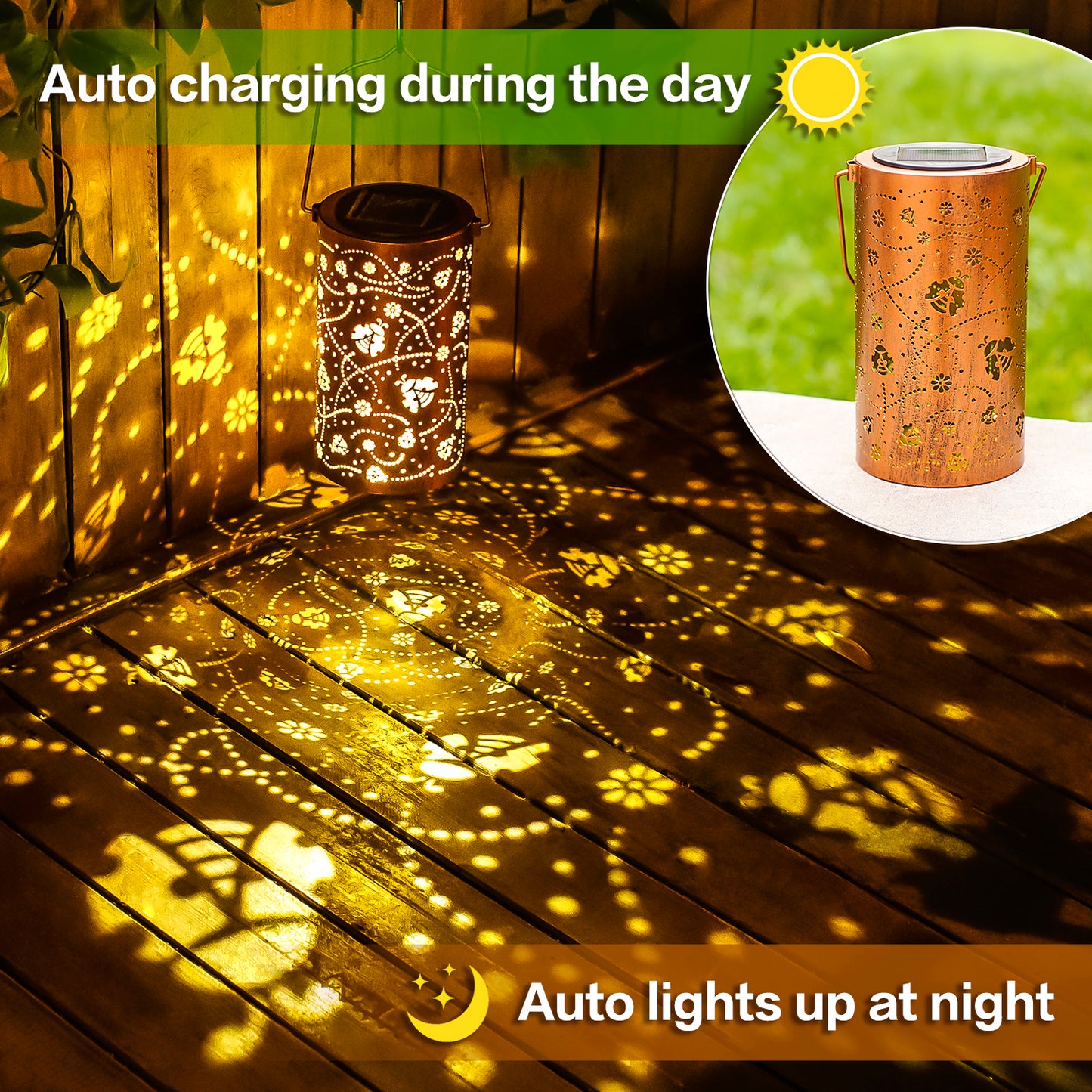 Ladybug Solar Lanterns Outdoor Waterproof Hanging Solar Lights Ladybug Gifts for Women Men Metal Decorative LED Ladybug Lanterns for Garden Decor,Yard,Patio,Lawn,Tabletop,Pathway,Landscape