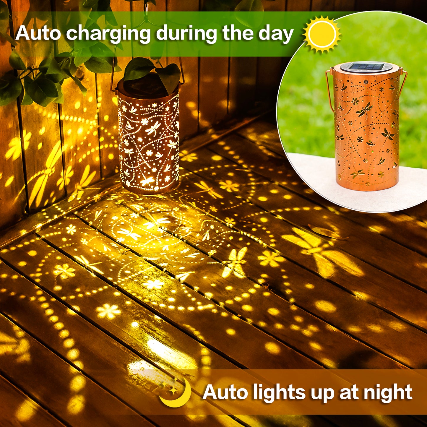 2 Pack Dragonfly Solar Lanterns Outdoor Waterproof Hanging Solar Lights Dragonfly Gifts for Women Men Metal Decorative LED Lights for Garden Decor,Yard,Patio,Lawn,Tabletop,Pathway,Landscape