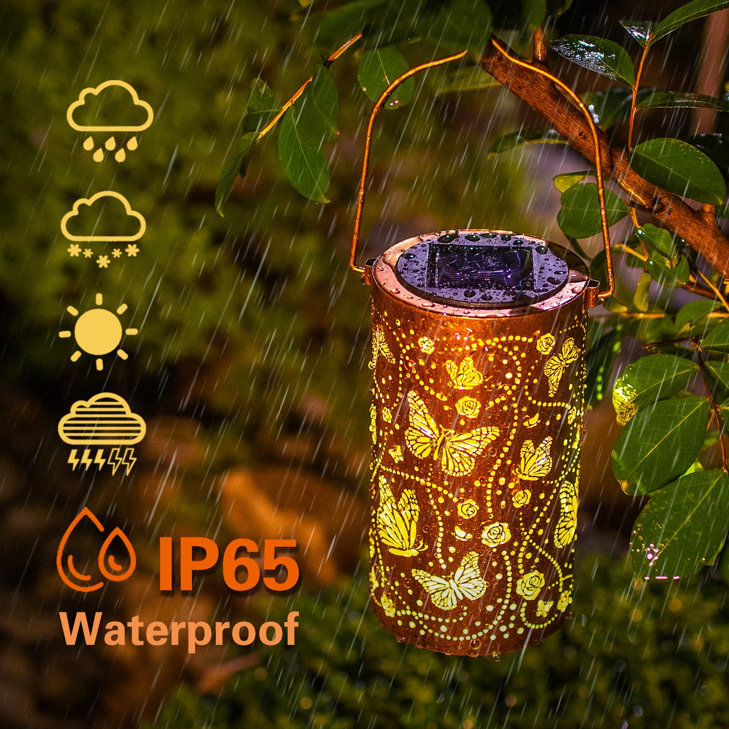 2 Pack Butterfly Solar Lanterns Outdoor Waterproof Hanging Solar Lights Butterfly Gifts for Women Men Metal Decorative LED Lights for Garden Decor,Yard,Patio,Lawn,Tabletop,Pathway,Landscape
