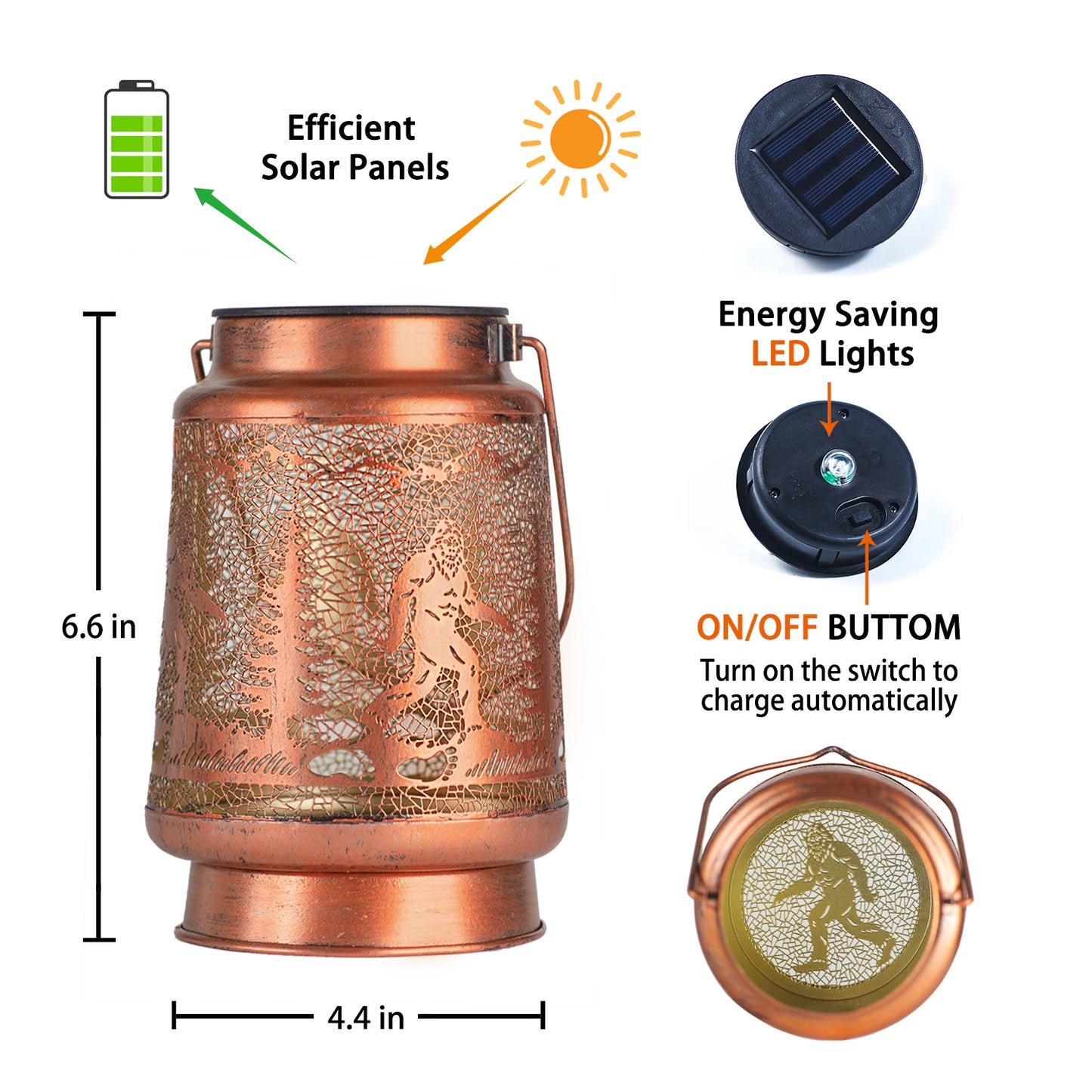 Bigfoot Solar Lanterns Outdoor Waterproof Hanging Solar Lights Big Foot Sasquatch Gifts for Men Women Metal Decorative LED Lanterns for Yard, Patio, Lawn, Tabletop, Pathway, Landscape, Garden Decor