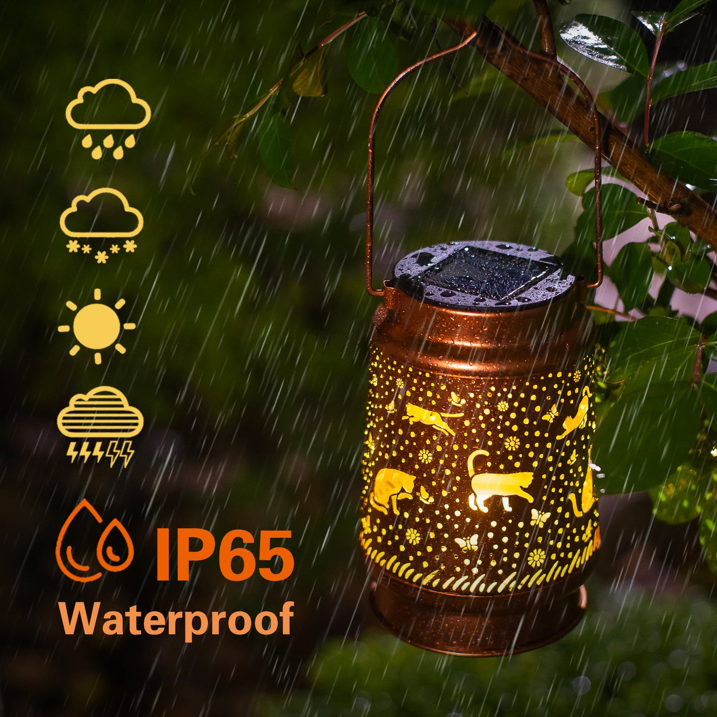 2 Pack Cat Solar Lanterns Outdoor Waterproof Hanging Solar Lights Cat Gifts for Women Men Metal Decorative LED Cat Lanterns for Garden Decor,Yard,Patio,Lawn,Tabletop,Pathway,Landscape