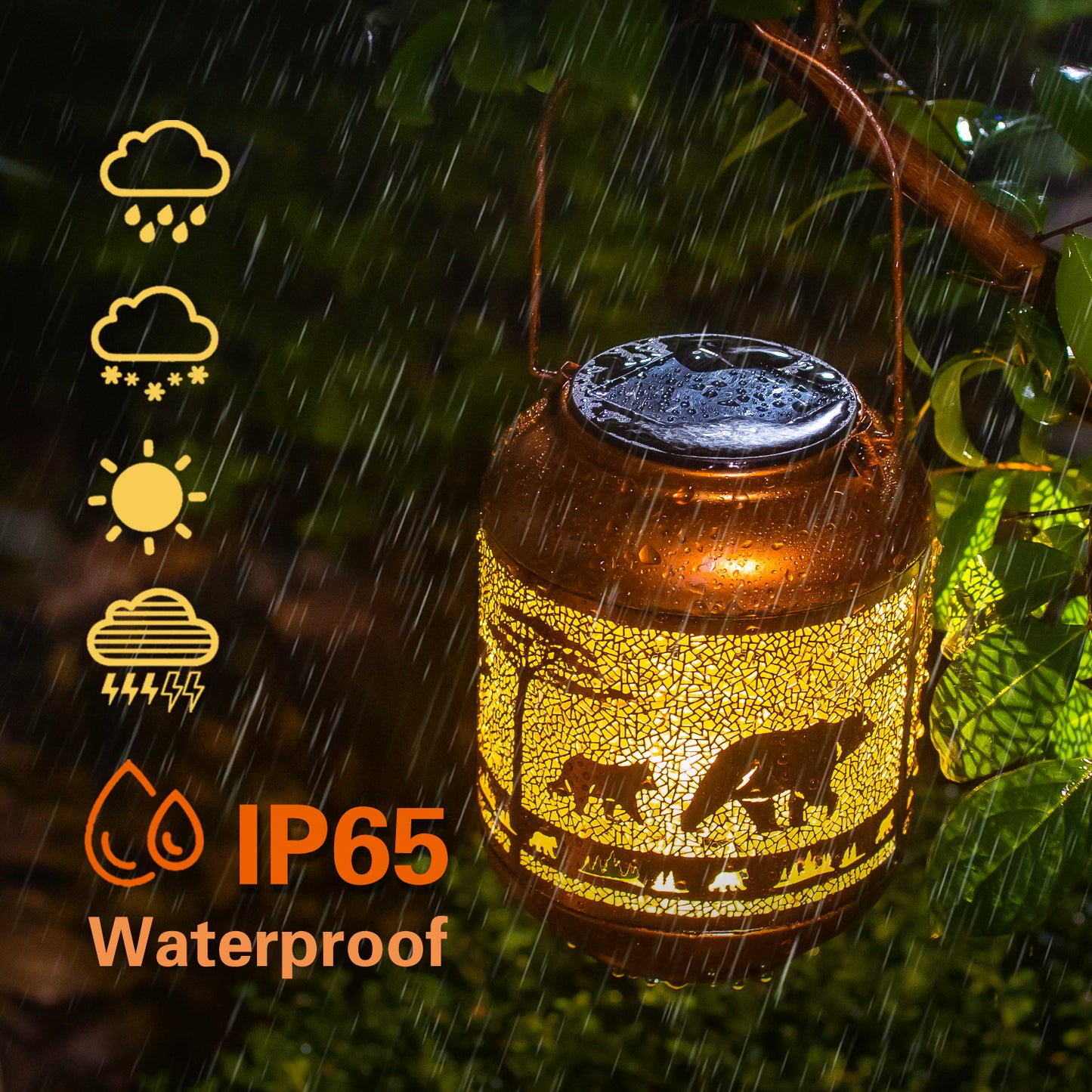 Bear Solar Lanterns Outdoor Waterproof,Hanging Solar Lights Bear Gifts for Women Men Metal LED Decorative Light for Yard,Patio,Lawn,Tabletop,Pathway,Landscape,Garden Decor