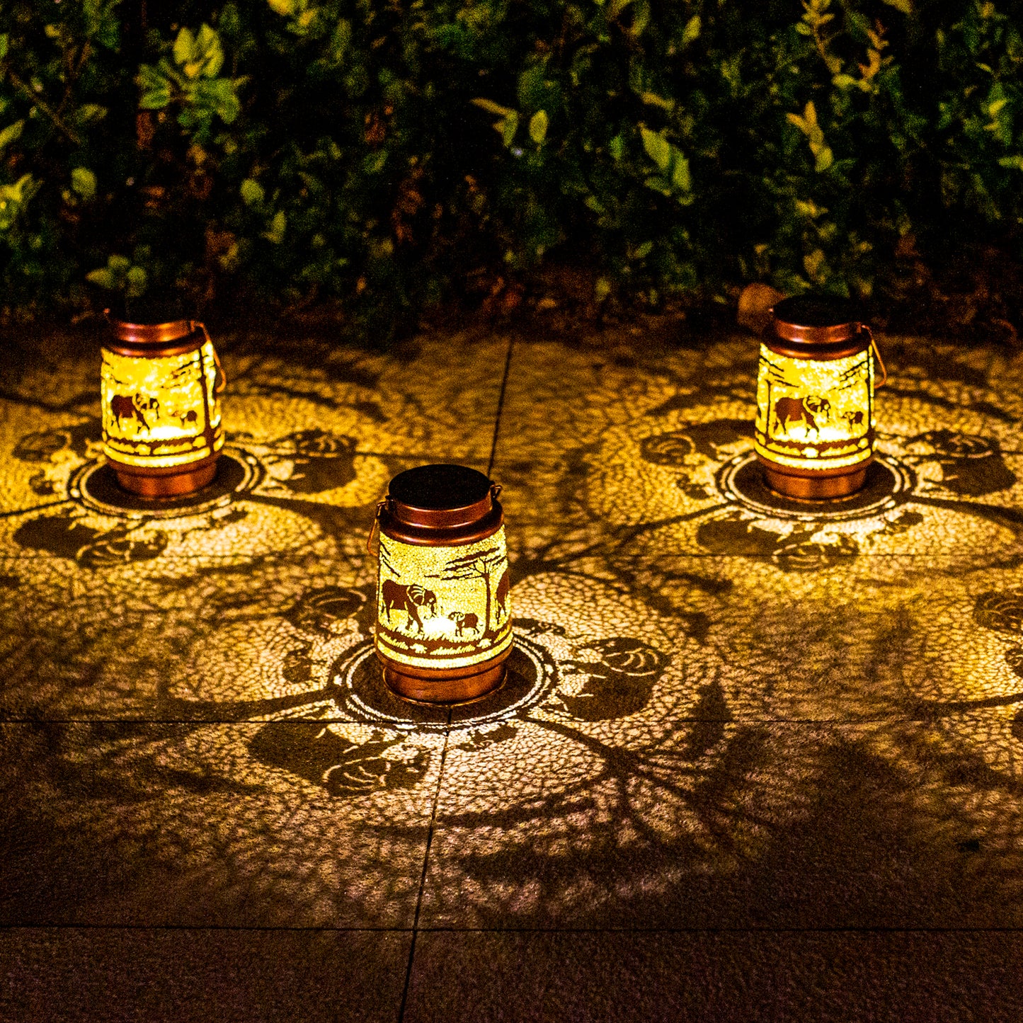 Elephant Solar Lanterns Outdoor Waterproof Hanging Solar Lights Elephant Gifts for Women Men Metal Decorative LED Lanterns for Yard, Patio, Lawn, Tabletop, Pathway, Landscape, Garden Decor