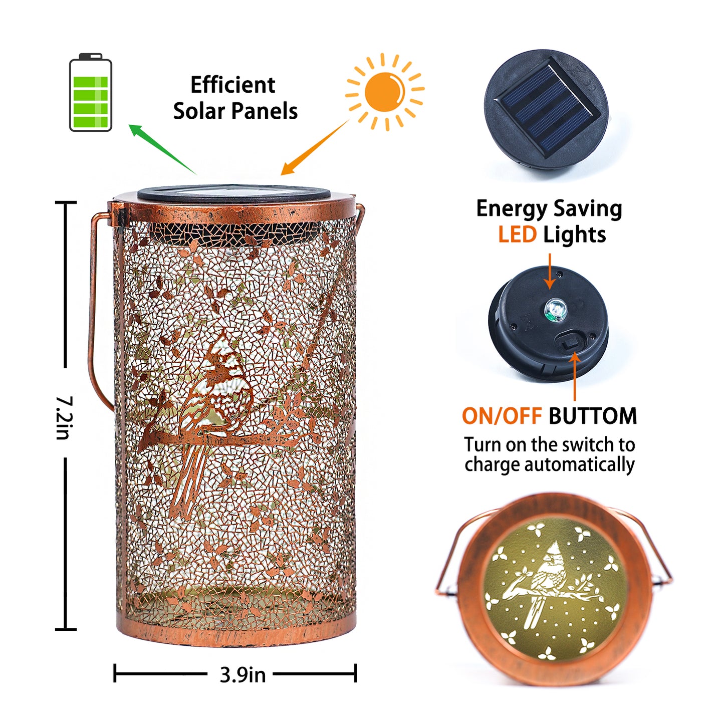 2 Pack Cardinal Outdoor Solar Hanging Lanterns Waterproof LED Solar Lights Metal Decorative Lanterns for Garden, Patio, Courtyard, Backyard, Yard Decor Unique Cardinal Gifts for Women Gardening