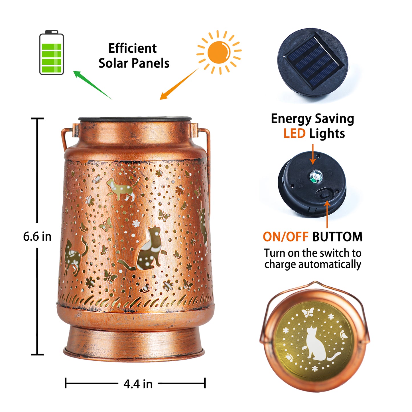 2 Pack Cat Outdoor Solar Hanging Lanterns Waterproof LED Solar Lights Metal Decorative Lanterns for Garden, Patio, Courtyard, Backyard, Yard Decor Unique Cat Gifts for Women Gardening