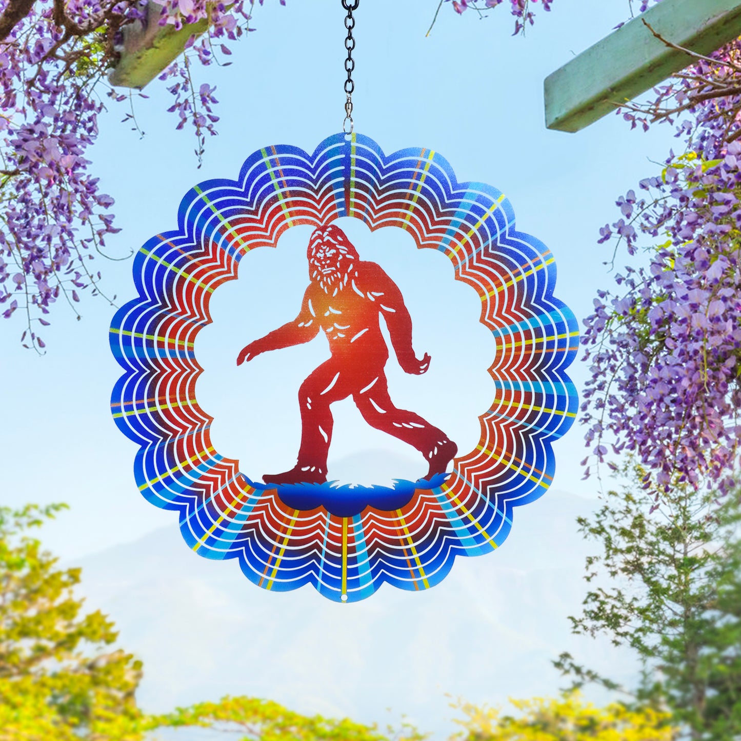 Bigfoot Wind Spinners Big Foot Sasquatch Gifts for Women/Men 12 inch 3D Stainless Steel Hanging Wind Spinner Metal Wind Catchers Kinetic Sculpture for Indoor/Outdoor Decor, Yard Art, Garden Decoration