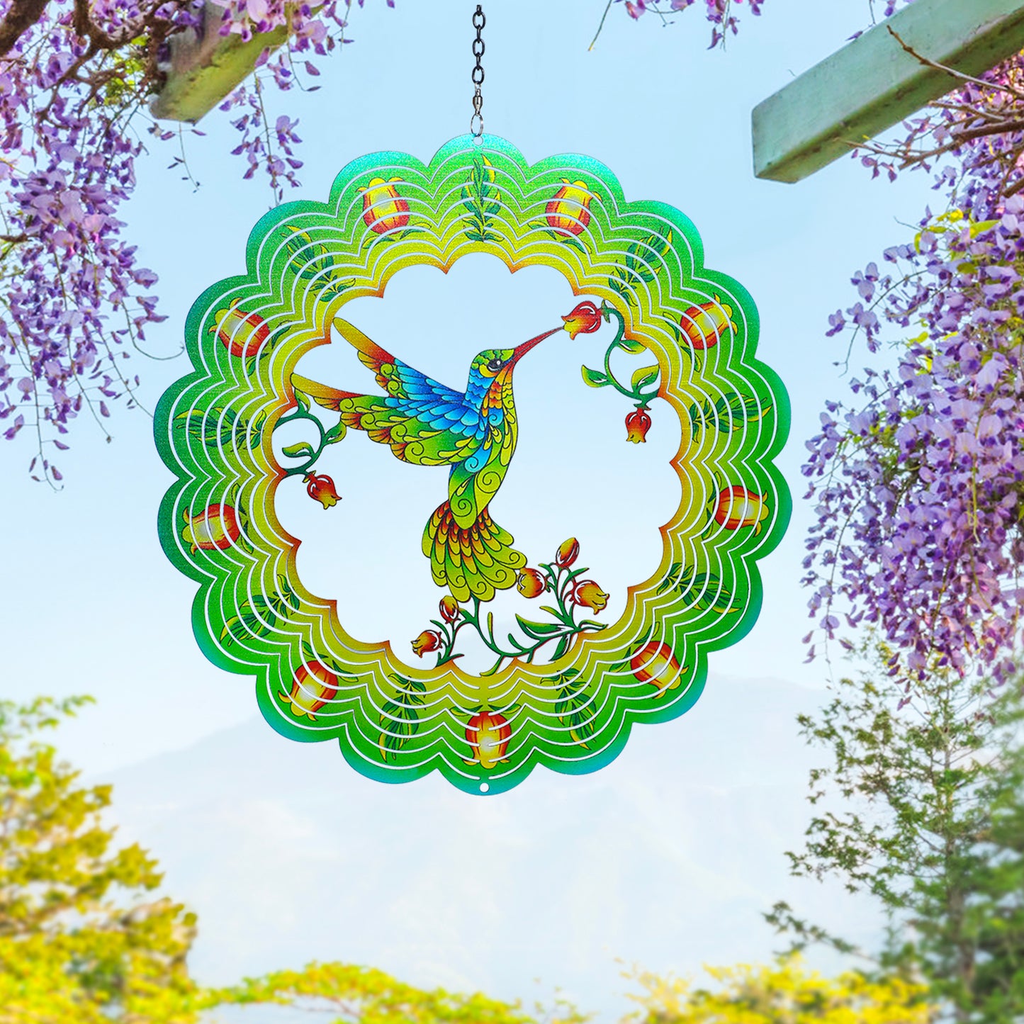 Hummingbird Wind Spinners Hummingbird Gifts for Women/Men 12 inch 3D Stainless Steel Hanging Wind Spinner Metal Bird Wind Catchers Kinetic Sculpture for Indoor/Outdoor Decor,Yard Art,Garden Decoration