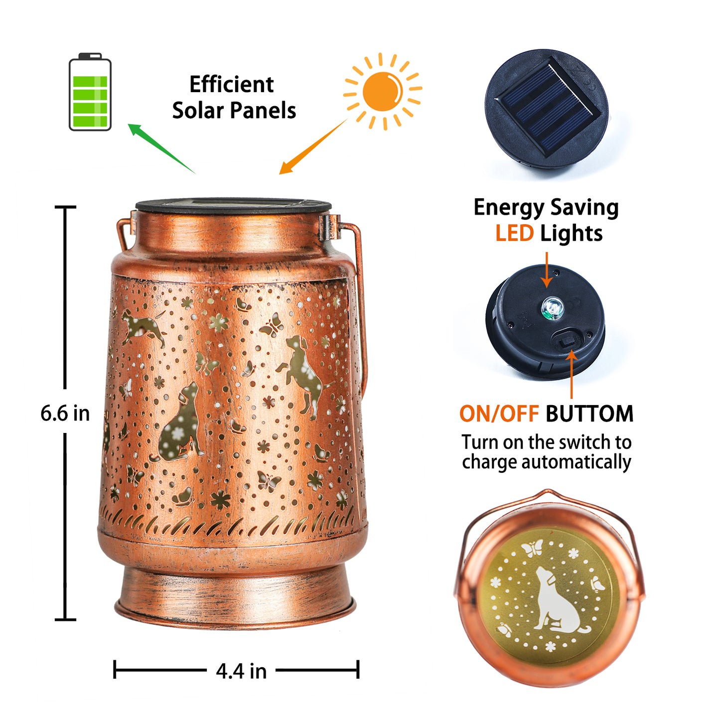 Dog Solar Lanterns Outdoor Waterproof Hanging Solar Lights Dog Gifts for Women Men Metal Decorative LED Lanterns for Yard, Patio, Lawn, Tabletop, Pathway, Landscape, Garden Decor, Dog Lovers Gifts