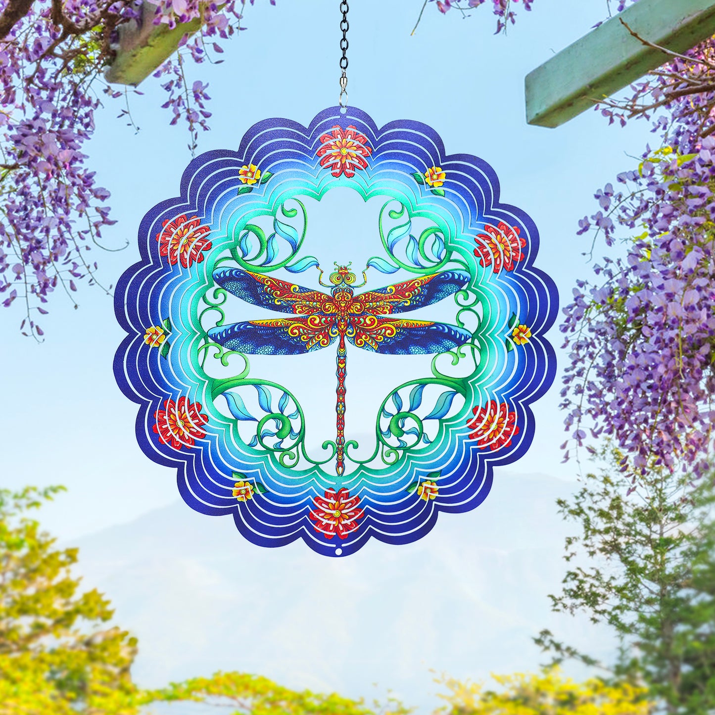 Dragonfly Wind Spinners Dragonfly Gifts for Women/Men 12 inch 3D Stainless Steel Hanging Wind Spinner Metal Wind Catchers Kinetic Sculpture for Indoor/Outdoor Decor, Yard Art, Garden Decorations