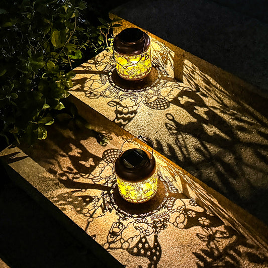 2 Pack Gnomes Solar Lanterns Outdoor Waterproof,Hanging Solar Lights Gnome Gifts for Women Metal LED Decorative Light for Yard,Patio,Lawn,Tabletop,Pathway,Landscape,Garden Gnomes Decor