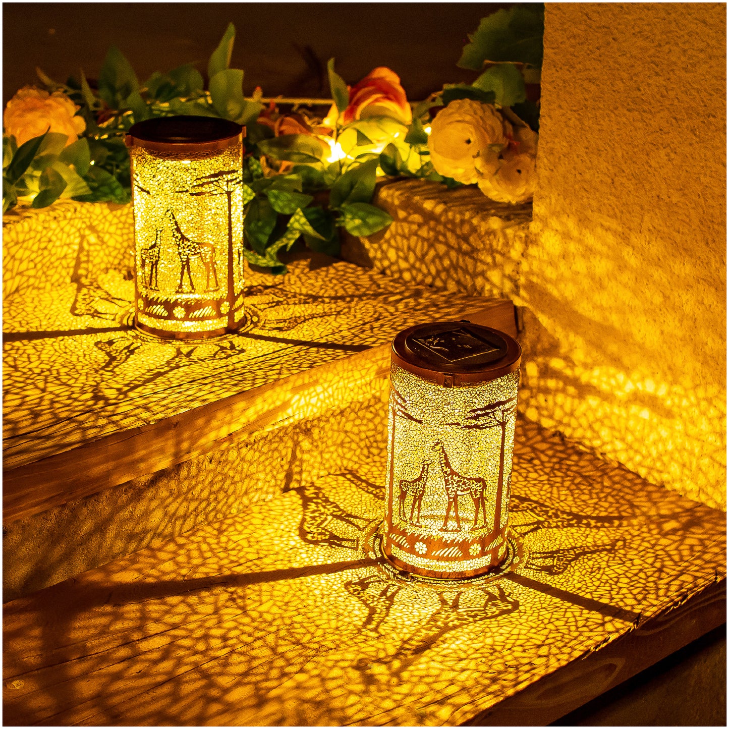 2 Pack Giraffe Solar Lanterns Outdoor Waterproof Hanging Solar Lights Giraffe Gifts for Women Men Metal Decorative LED Giraffe Lanterns for Garden Decor,Yard,Patio,Lawn,Tabletop,Pathway,Landscape