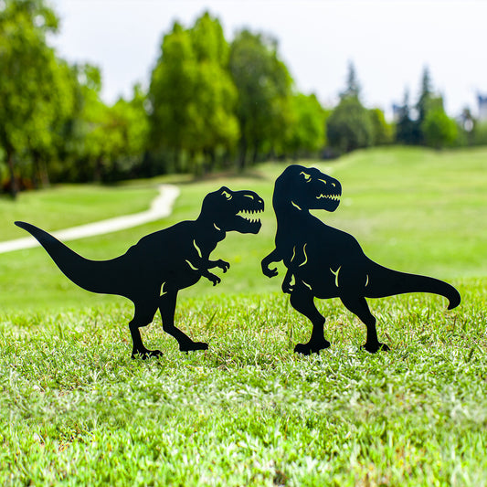 Dinosaur Metal Garden Stakes Decorative,Dinosaur Gifts for Women/Men/Dinosaur Lover Gifts,Black Dinosaur Silhouette Statues Garden Decor for Outside,Outdoor Decor,Yard Art,Lawn Ornaments