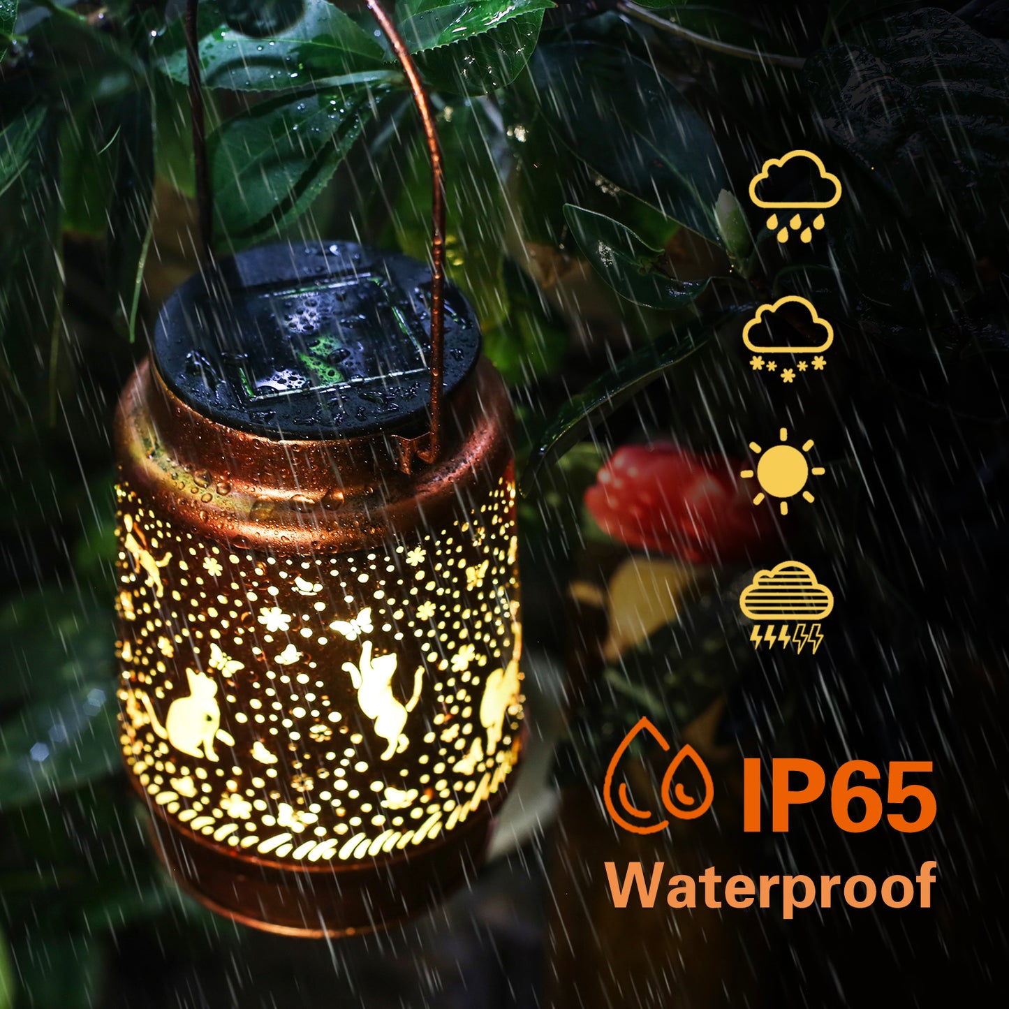 2 Pack Cat Outdoor Solar Hanging Lanterns Waterproof LED Solar Lights Metal Decorative Lanterns for Garden, Patio, Courtyard, Backyard, Yard Decor Unique Cat Gifts for Women Gardening